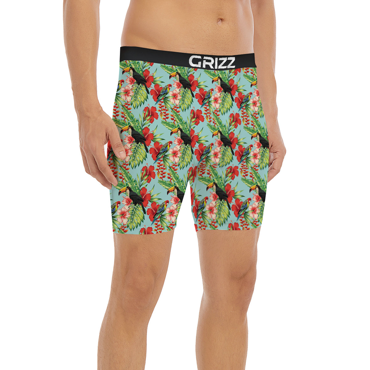 Tropical Parrot Toucan Print Pattern Boxer Briefs-grizzshop