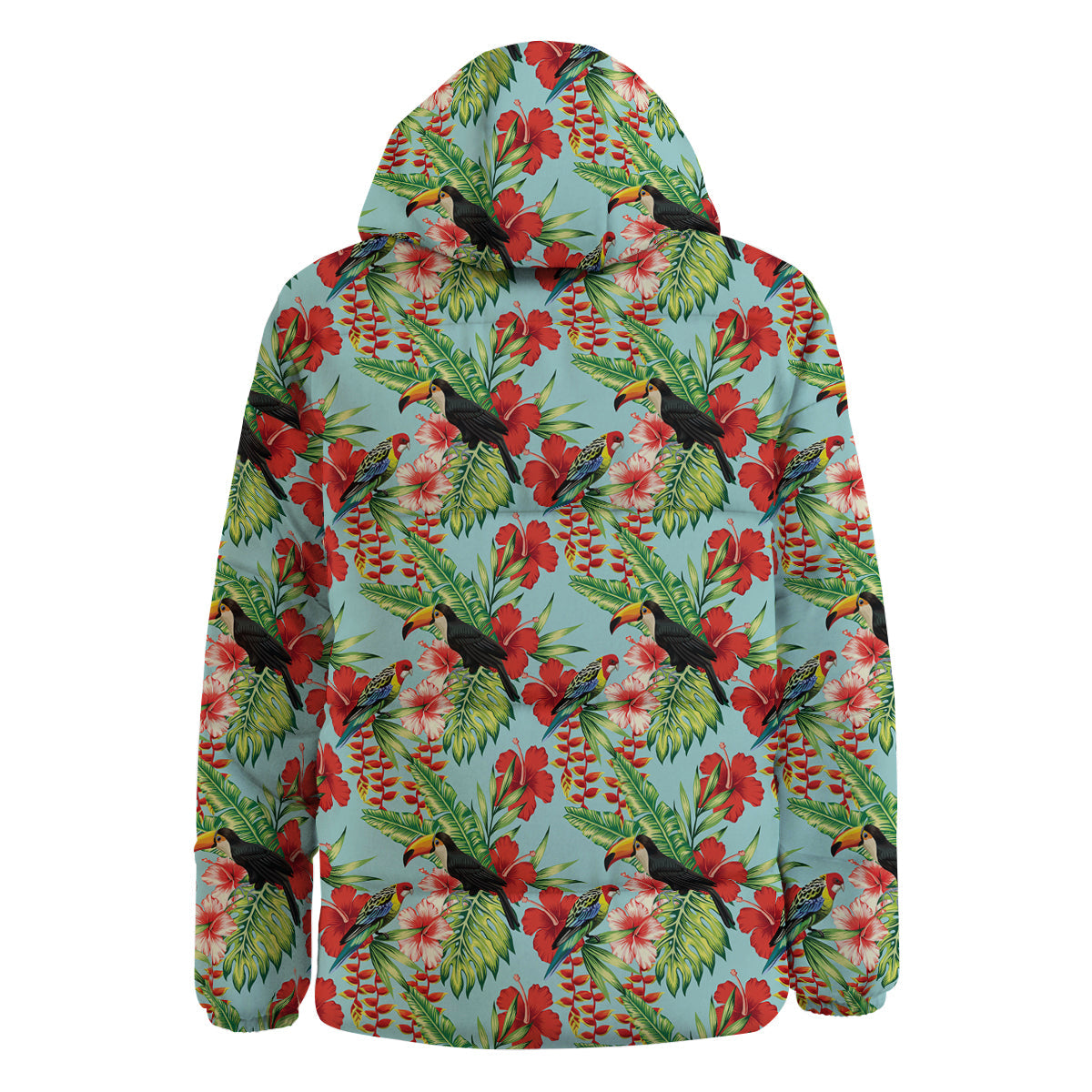 Tropical Parrot Toucan Print Pattern Down Jacket-grizzshop
