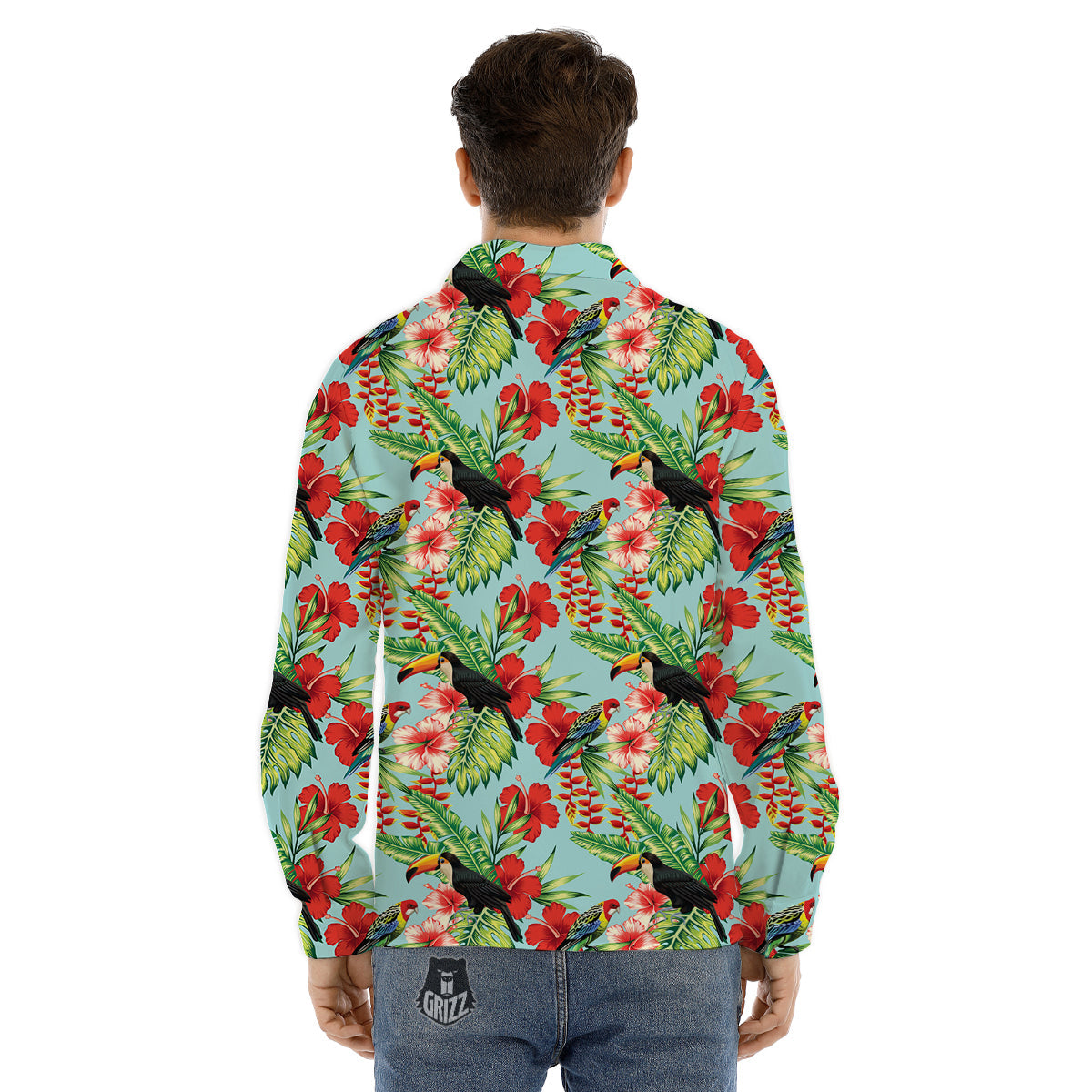 Tropical Parrot Toucan Print Pattern Men's Dress Shirts-grizzshop