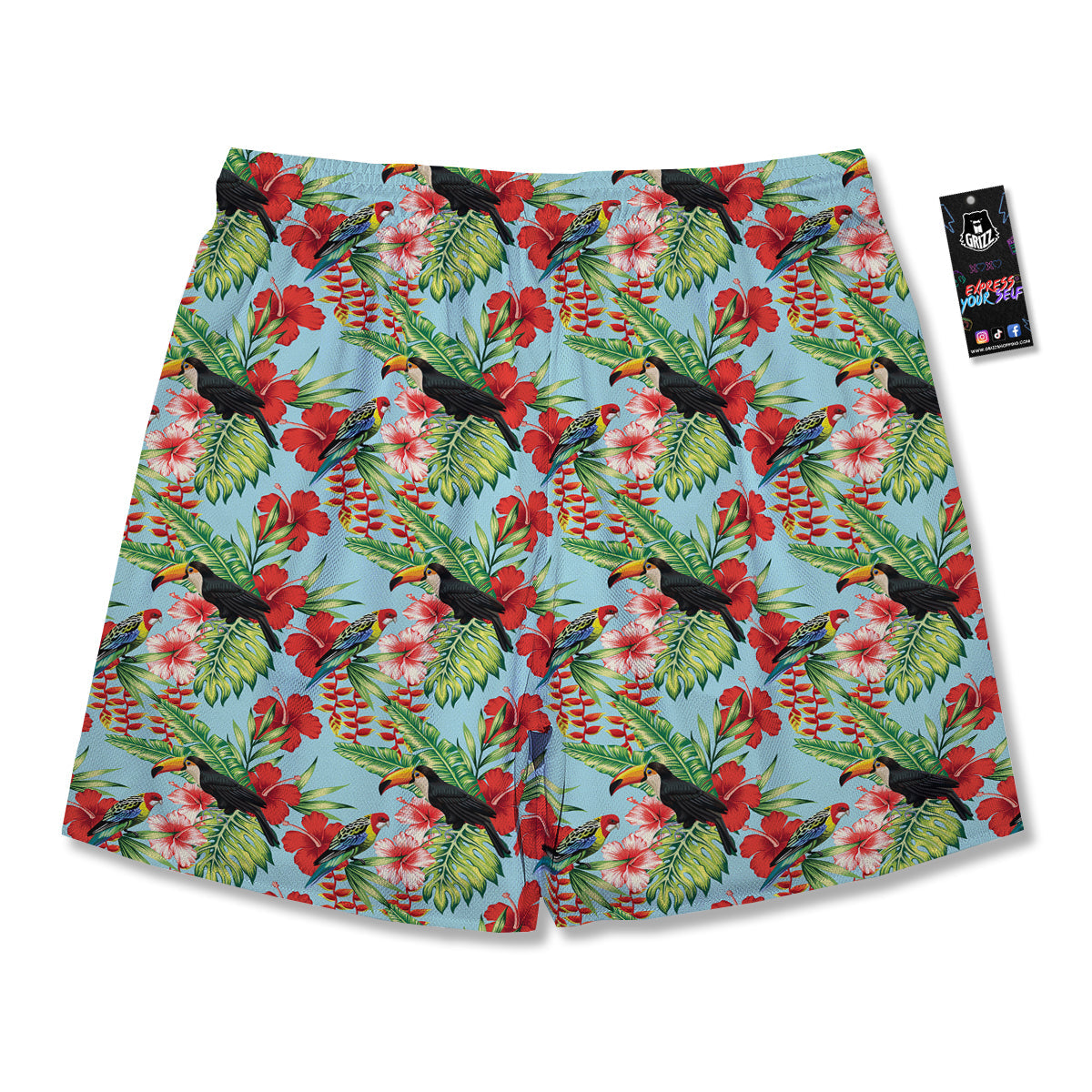 Tropical Parrot Toucan Print Pattern Men's Running Shorts-grizzshop