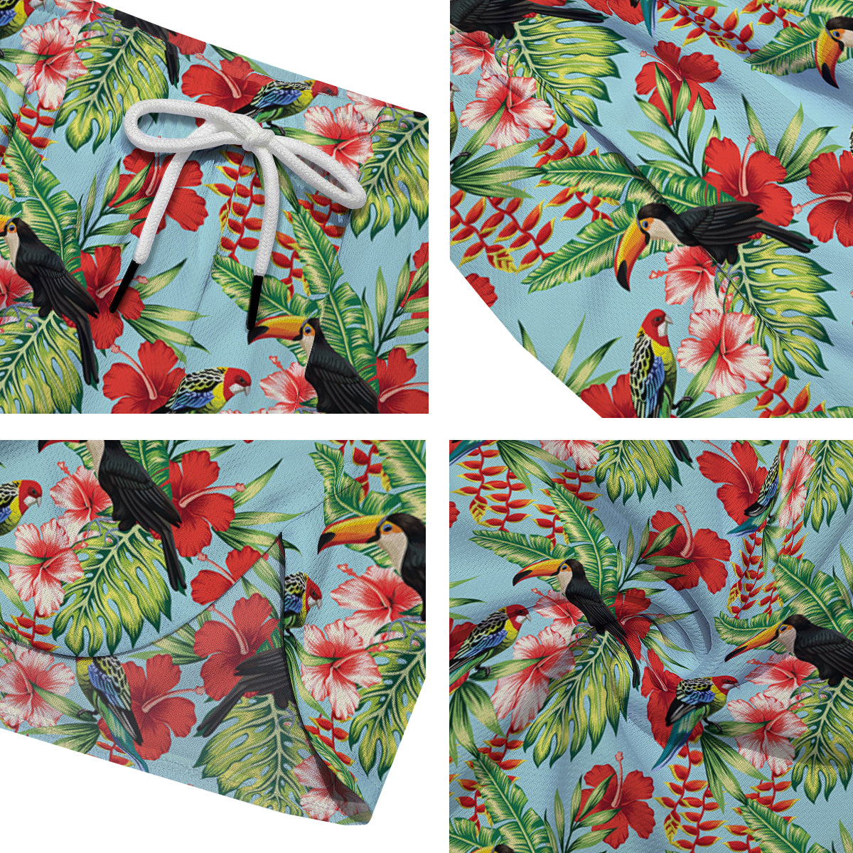 Tropical Parrot Toucan Print Pattern Men's Running Shorts-grizzshop
