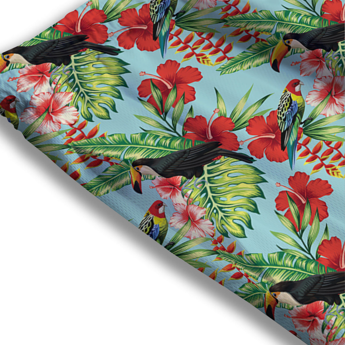 Tropical Parrot Toucan Print Pattern Mesh Shorts-grizzshop