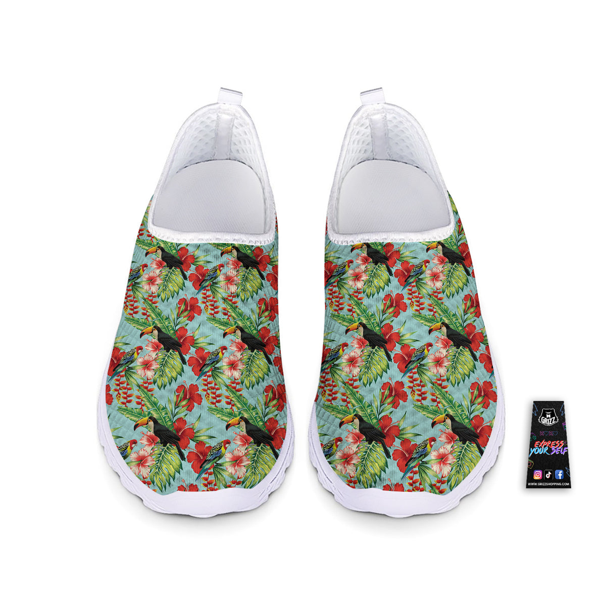Tropical Parrot Toucan Print Pattern Nurse Shoes-grizzshop