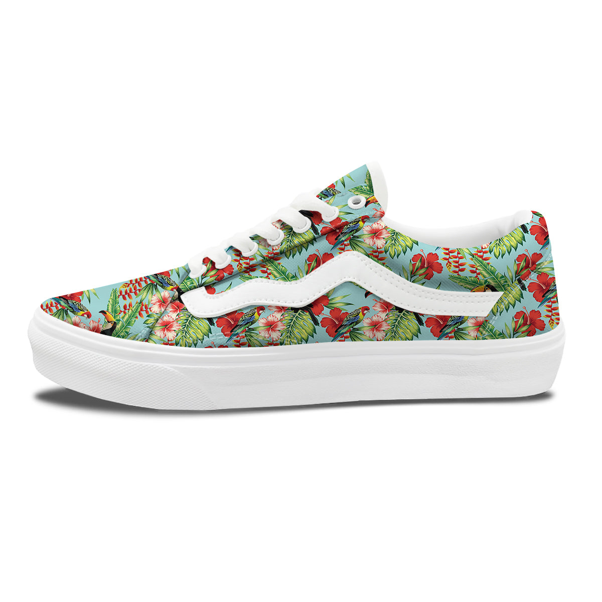 Tropical Parrot Toucan Print Pattern Skate Shoes-grizzshop