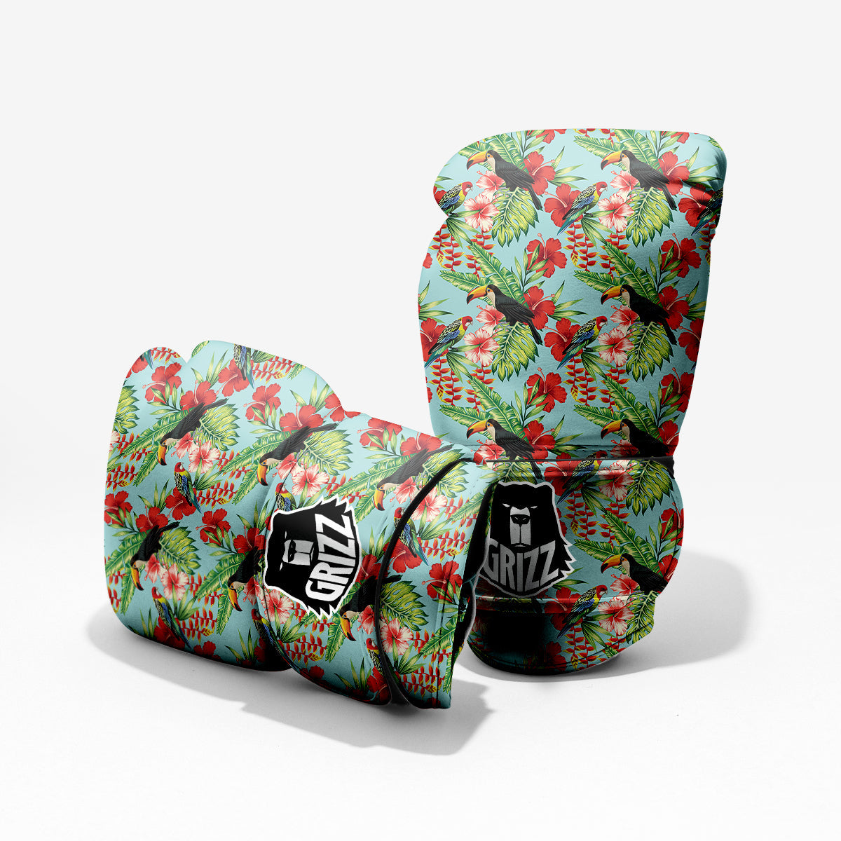 Tropical Parrot Toucan Print Pattern Sparring Gloves-grizzshop