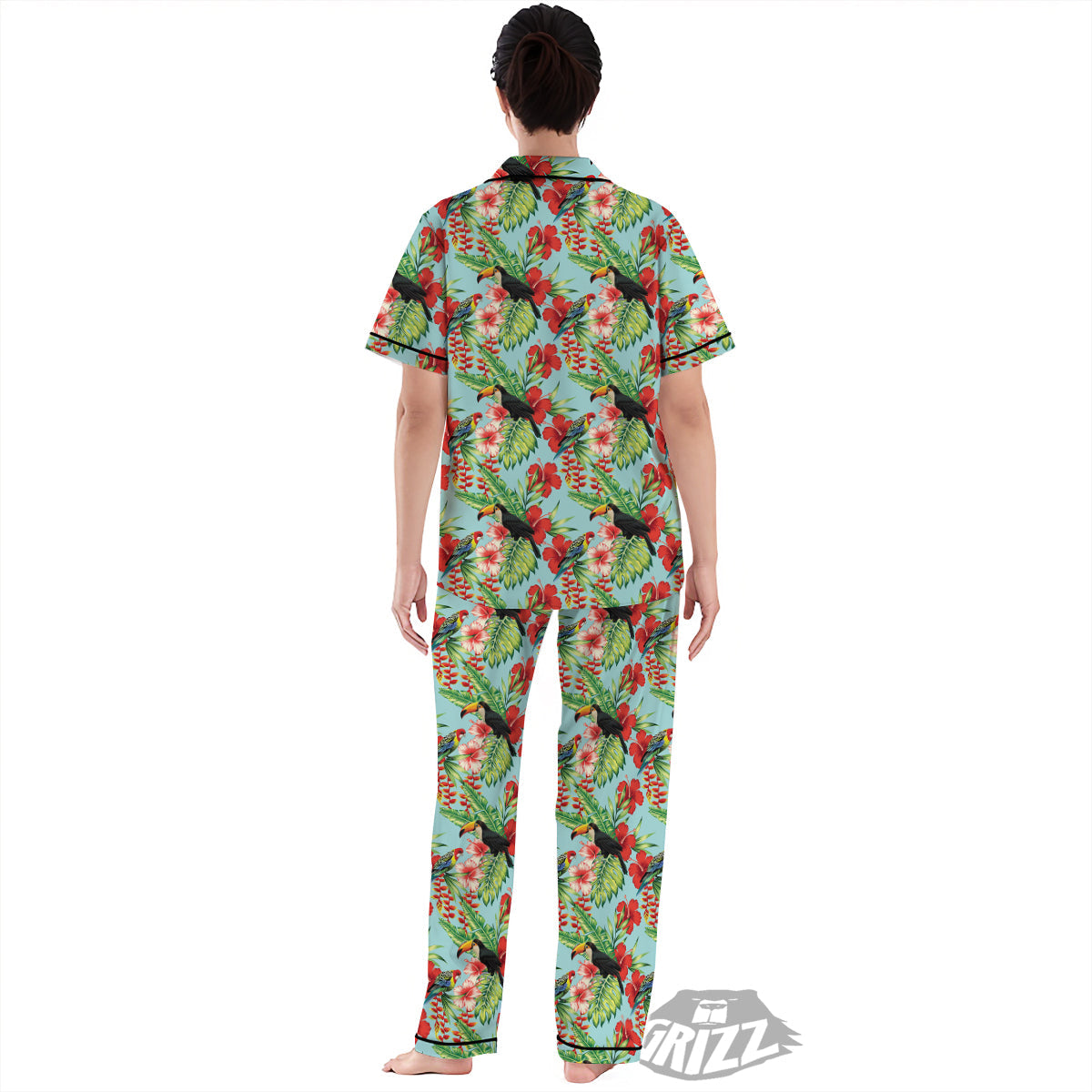 Tropical Parrot Toucan Print Pattern Women's Pajamas Set-grizzshop