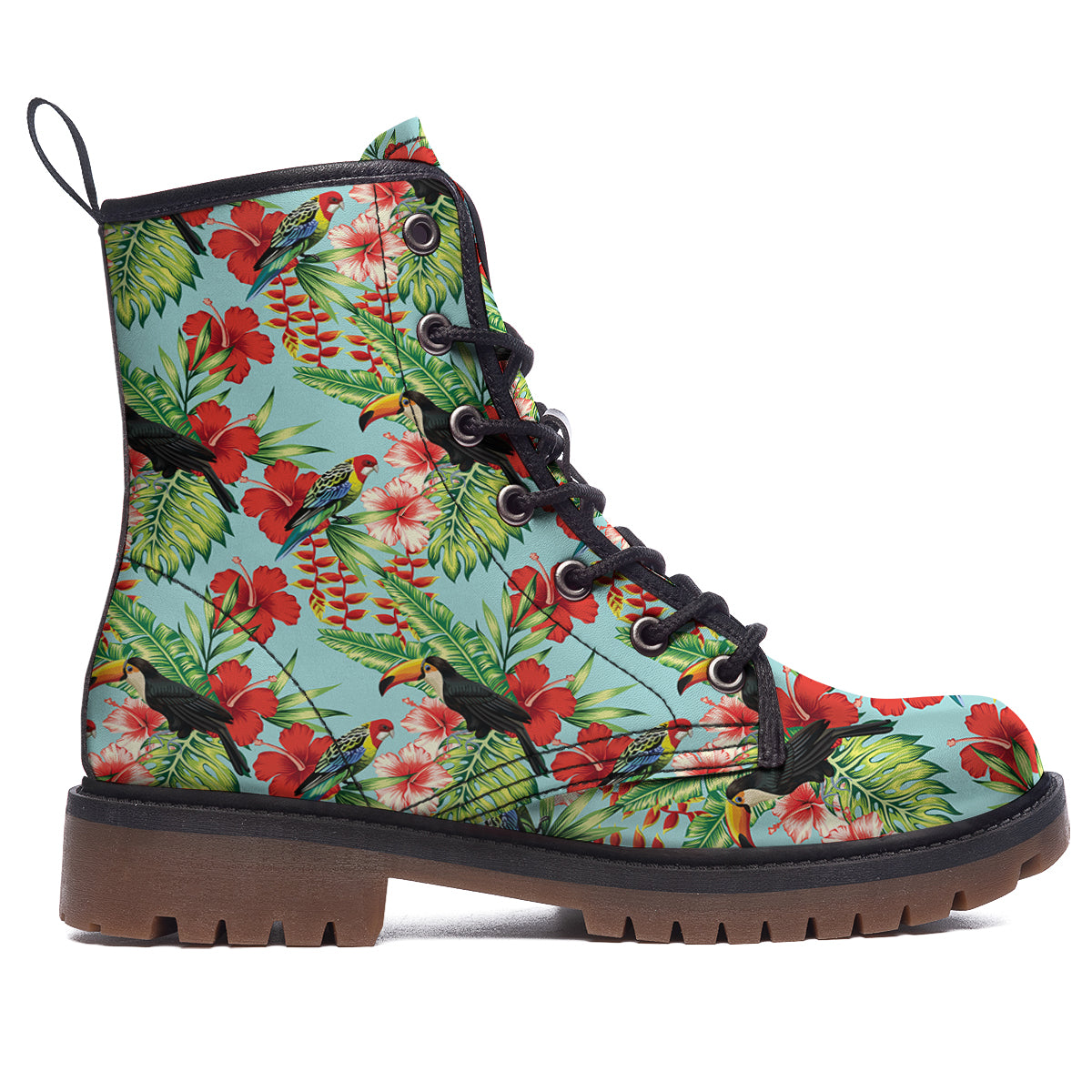 Tropical Parrot Toucan Print Pattern Work Boots-grizzshop