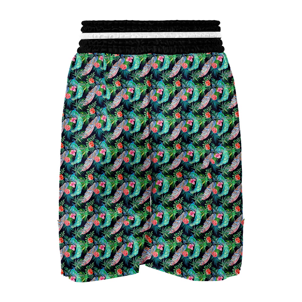 Tropical Peacock Boxing Shorts-grizzshop