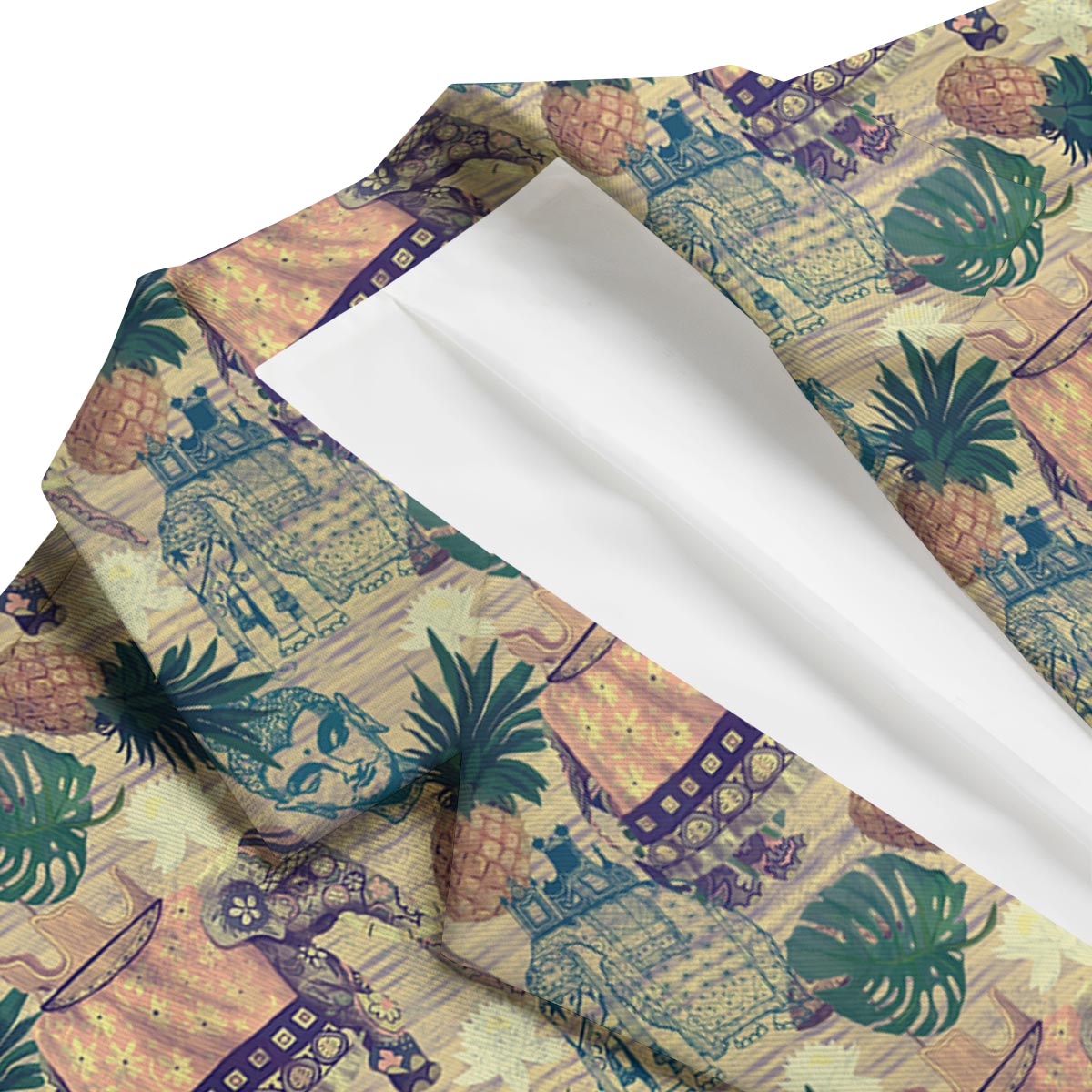 Tropical Pineapple Buddha Elephant Print Men's Blazer-grizzshop