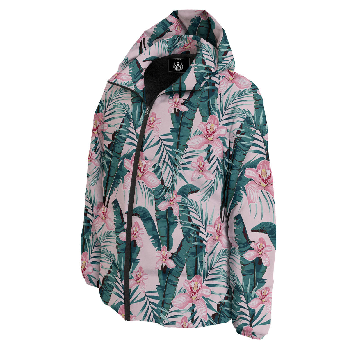 Tropical Pink Hawaiian Print Pattern Down Jacket-grizzshop