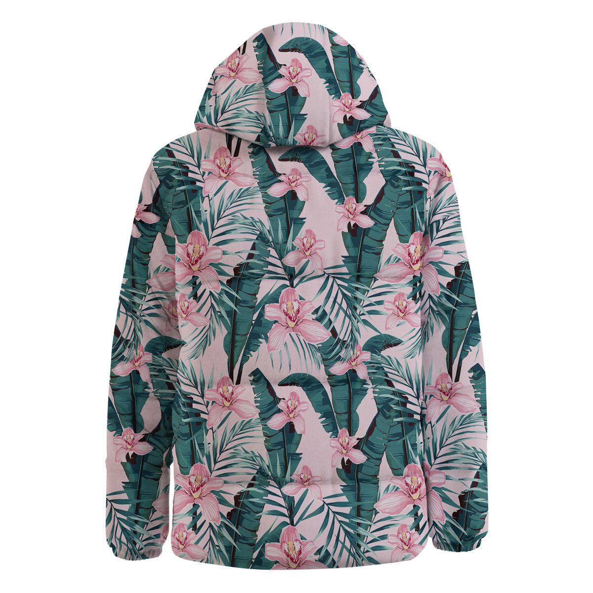 Tropical Pink Hawaiian Print Pattern Down Jacket-grizzshop