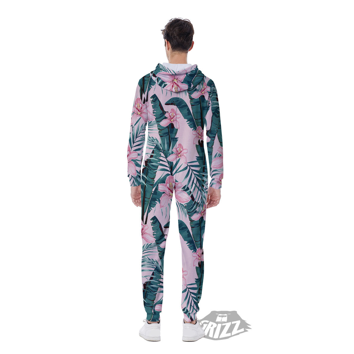 Tropical Pink Hawaiian Print Pattern Men's Jumpsuit-grizzshop