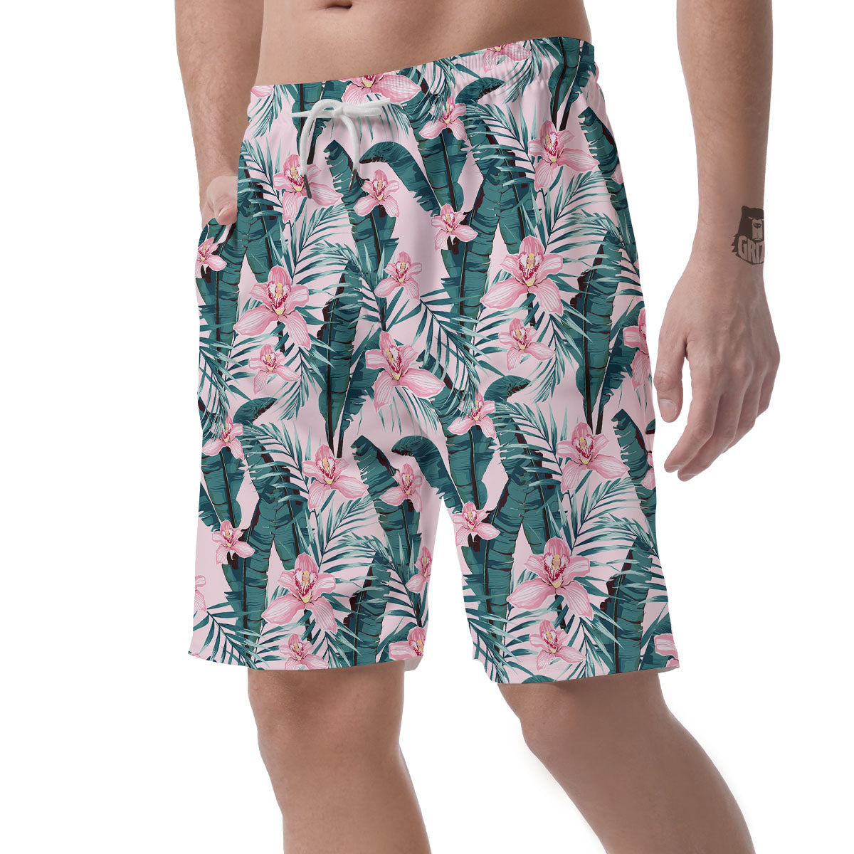 Tropical Pink Hawaiian Print Pattern Men's Shorts-grizzshop