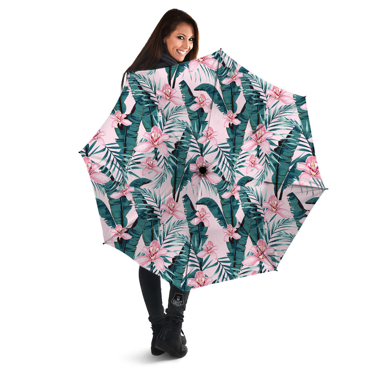 Tropical Pink Hawaiian Print Pattern Umbrella-grizzshop