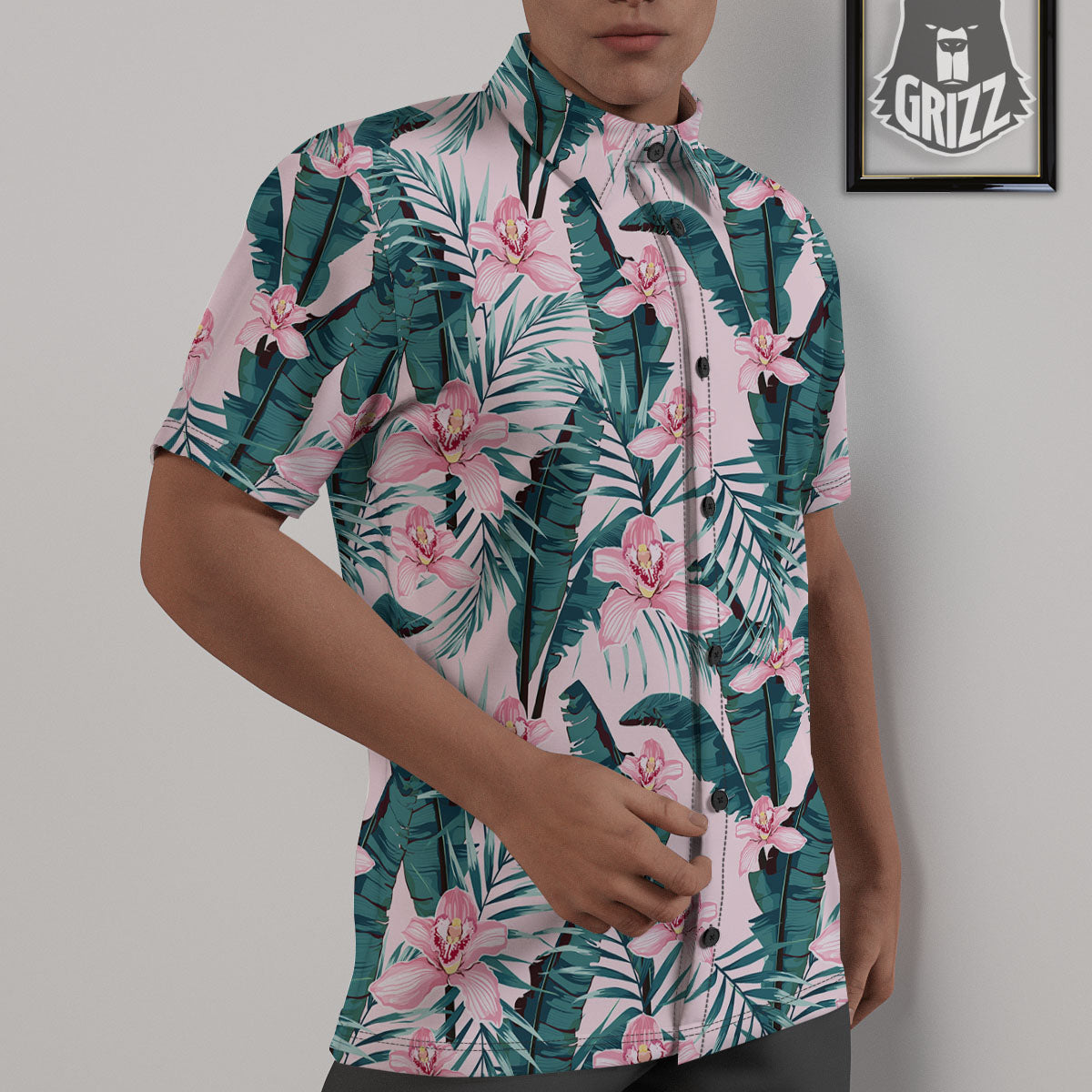 Tropical Pink Hawaiian Print Pattern Untucked Shirts-grizzshop