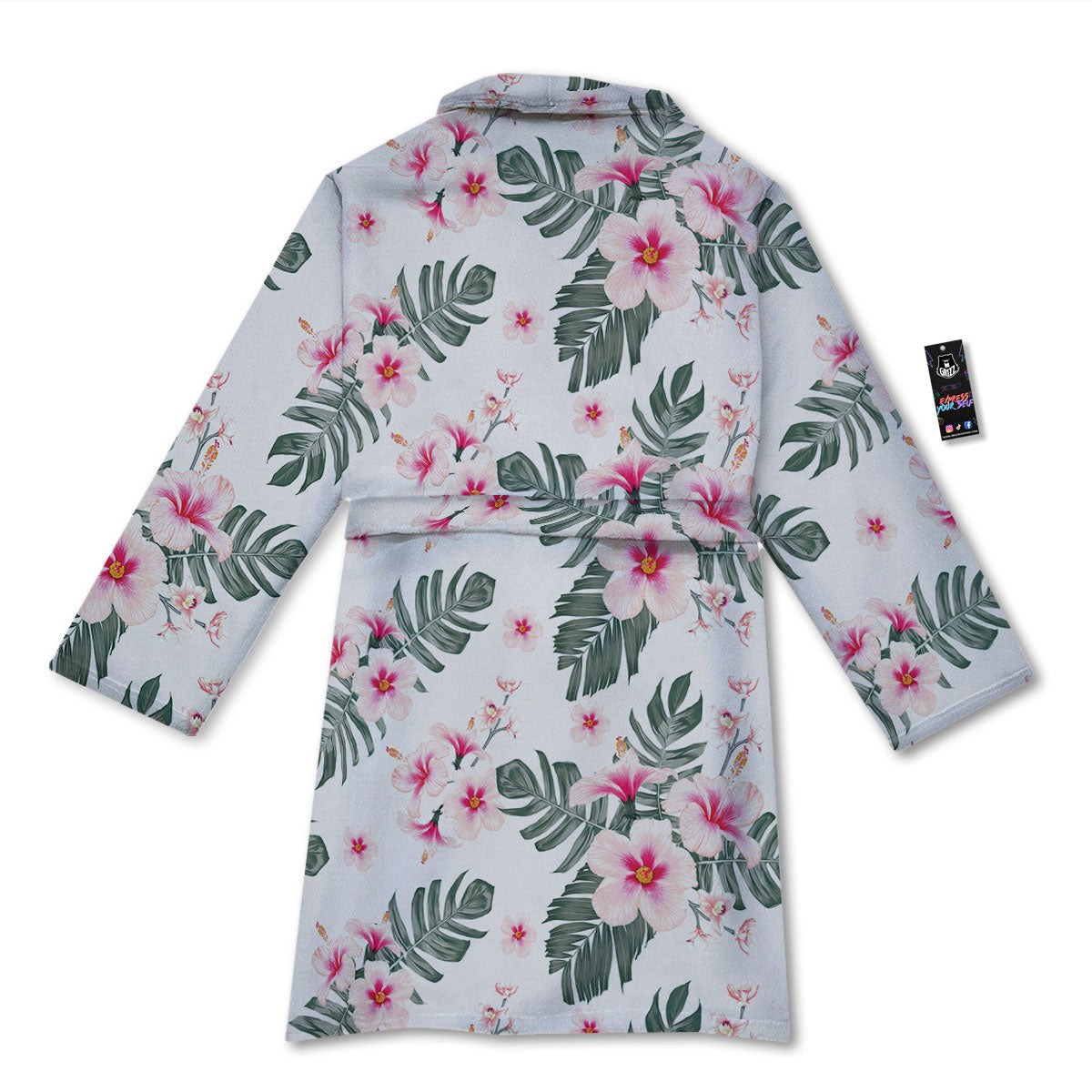 Tropical Pink Hibiscus Print Pattern Bathrobe-grizzshop