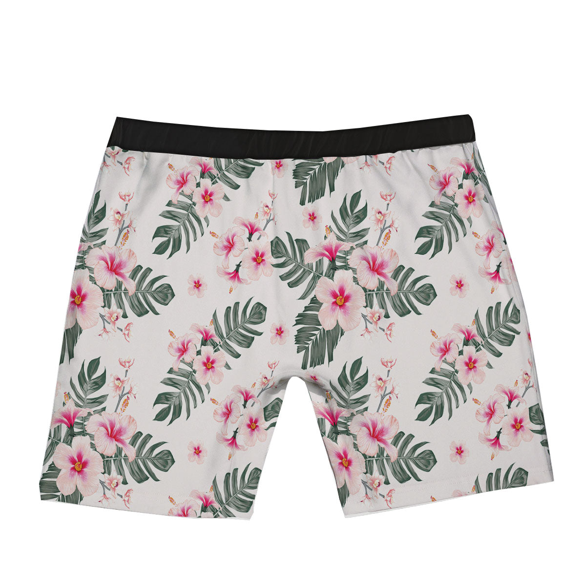 Tropical Pink Hibiscus Print Pattern Boxer Briefs-grizzshop