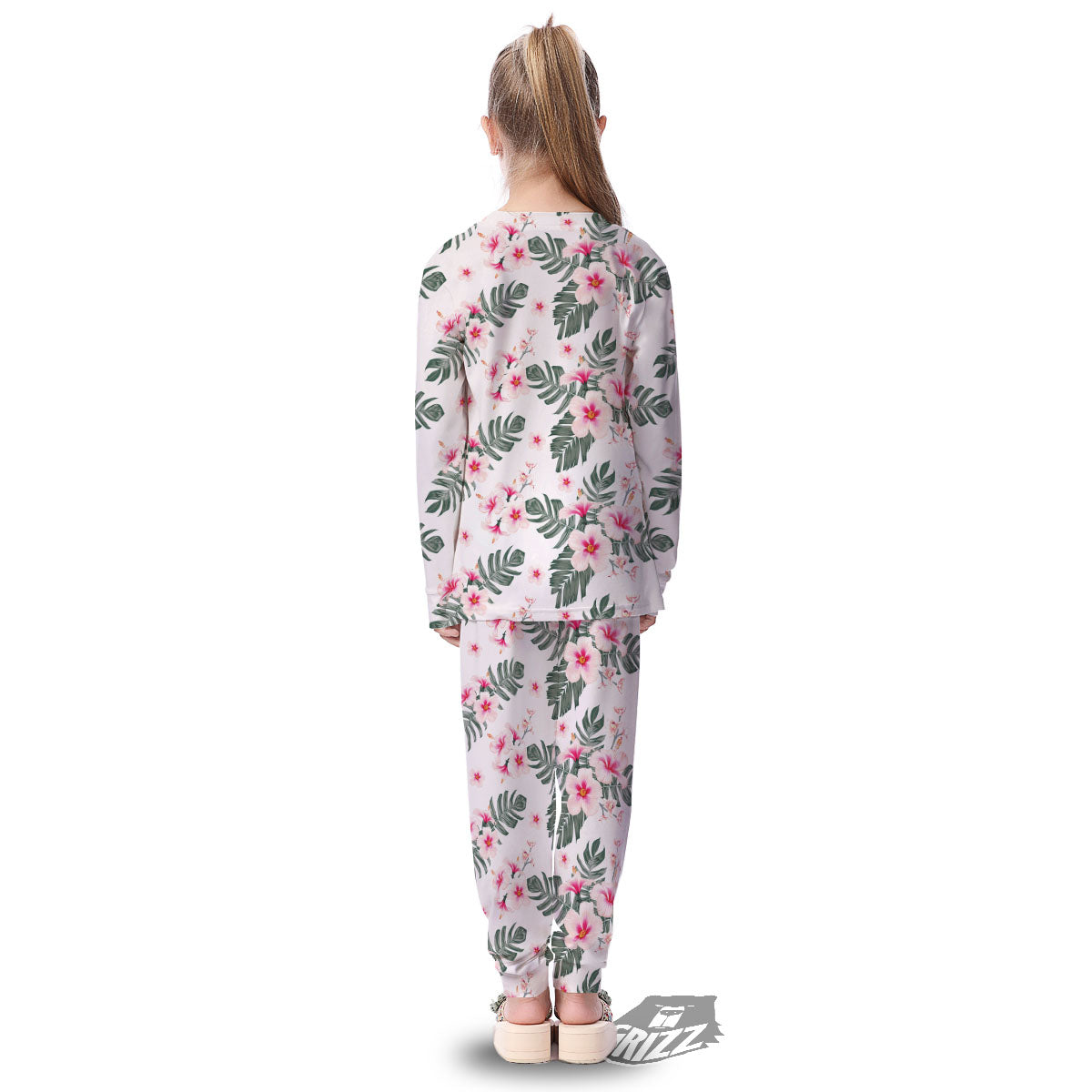 Tropical Pink Hibiscus Print Pattern Kid's Pajamas-grizzshop