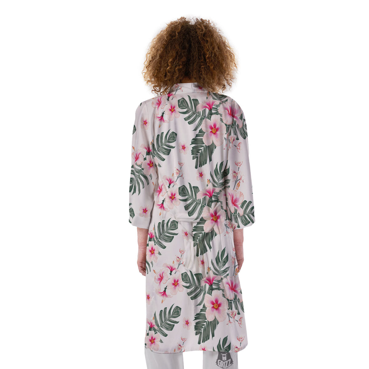 Tropical Pink Hibiscus Print Pattern Kimono-grizzshop