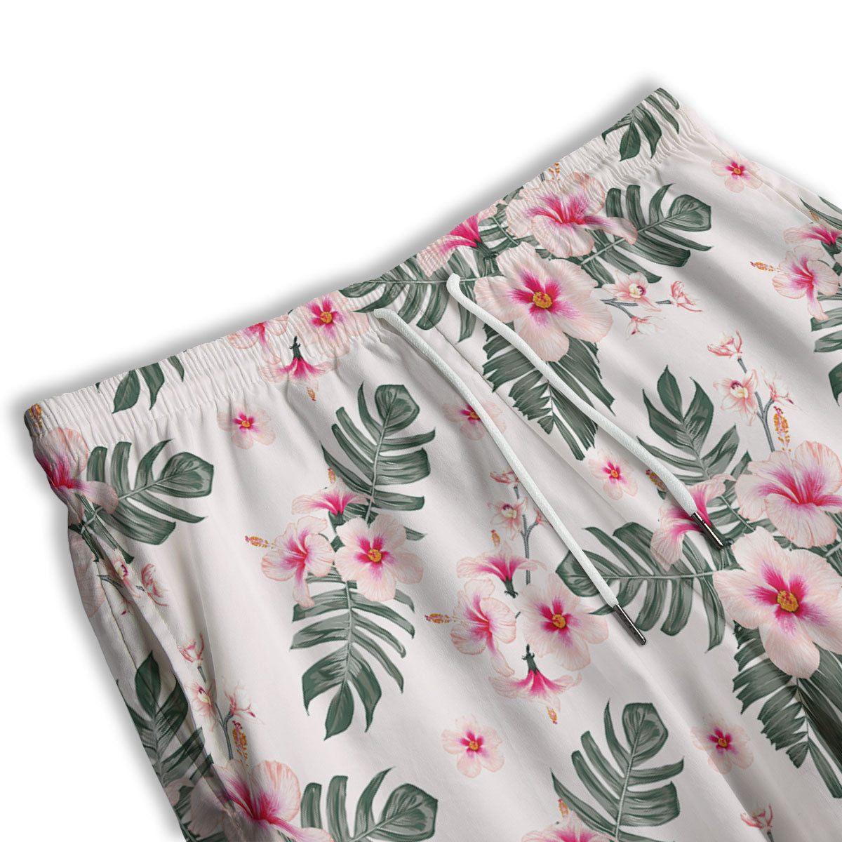 Tropical Pink Hibiscus Print Pattern Men's Athletic Shorts