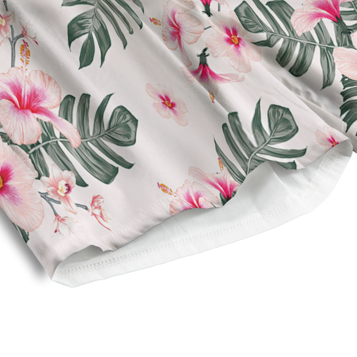 Tropical Pink Hibiscus Print Pattern Men's Athletic Shorts
