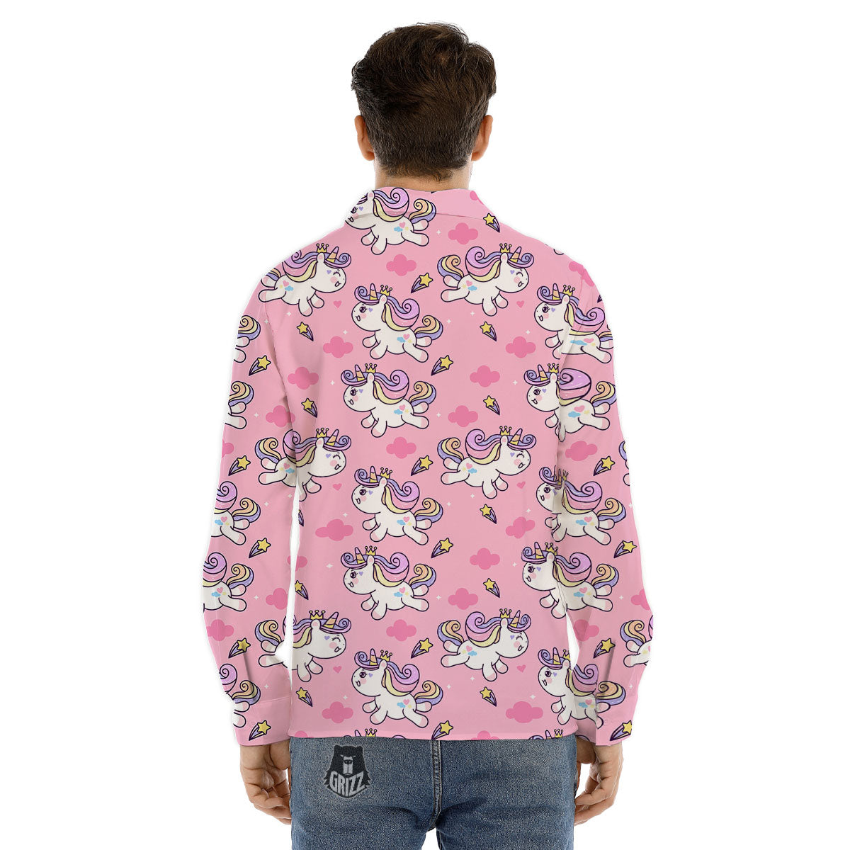 Tropical Pink Hibiscus Print Pattern Men's Dress Shirts-grizzshop
