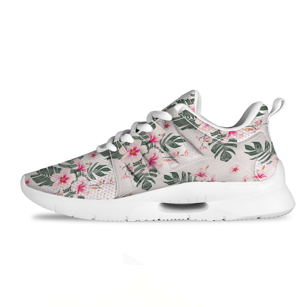Tropical Pink Hibiscus Print Pattern Tennis Shoes-grizzshop