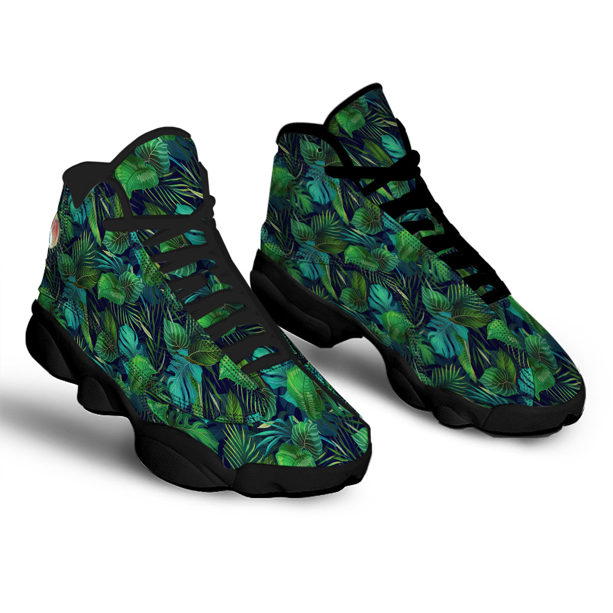 Tropical Plants Hawaiian Print Pattern Black Basketball Shoes-grizzshop