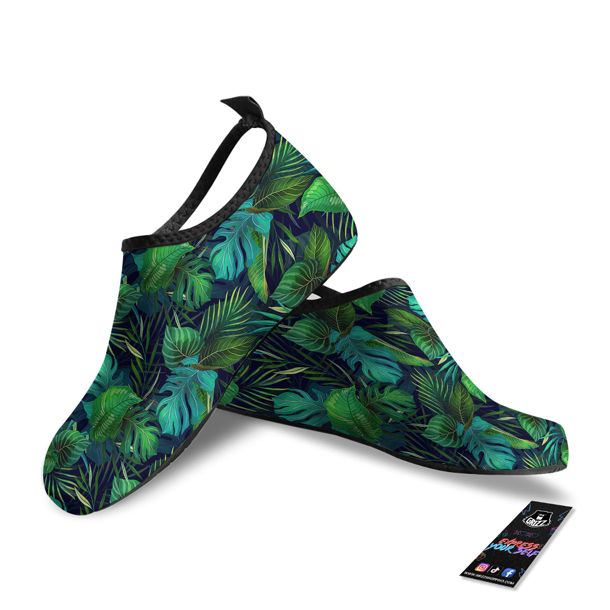 Tropical Plants Hawaiian Print Pattern Water Shoes-grizzshop
