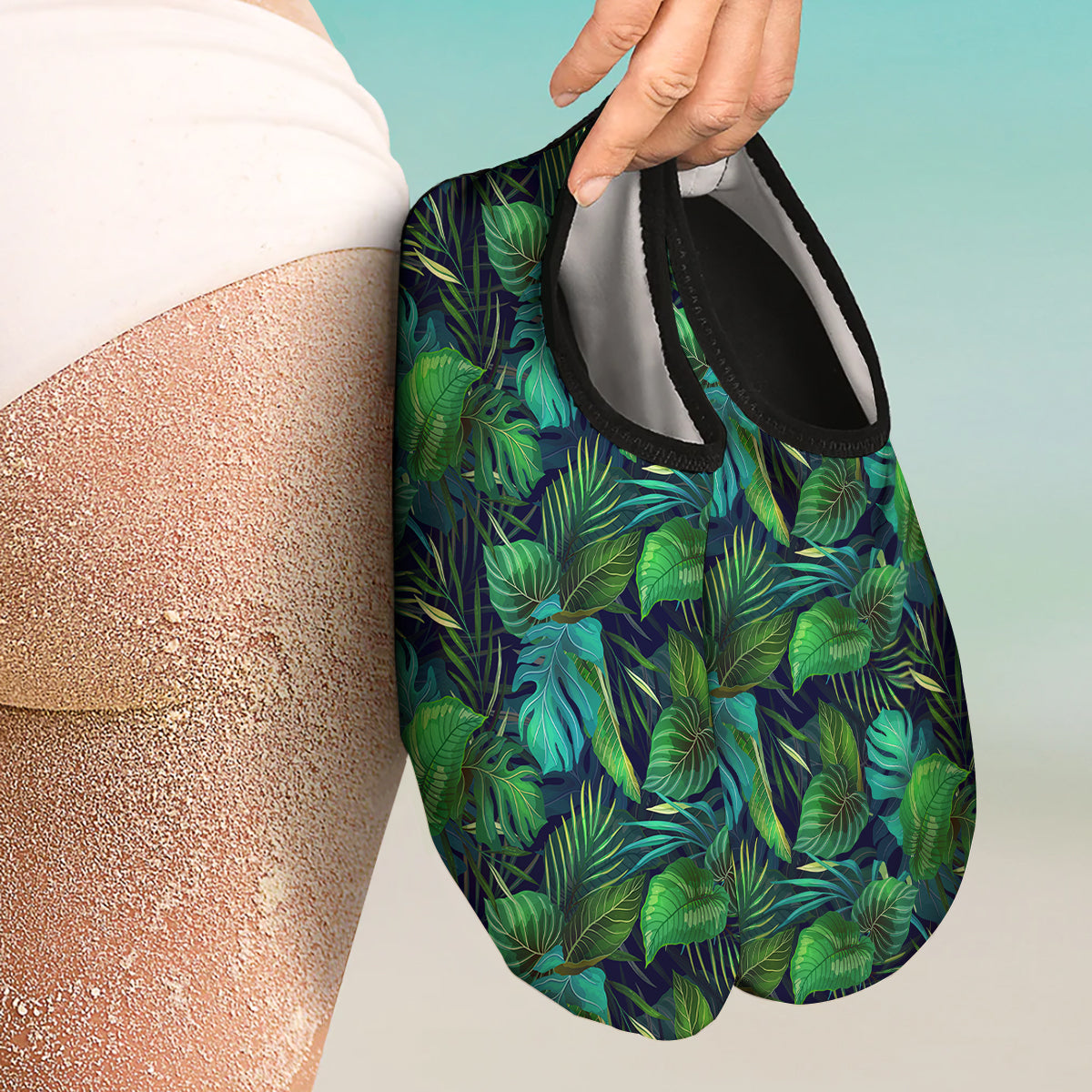 Tropical Plants Hawaiian Print Pattern Water Shoes-grizzshop