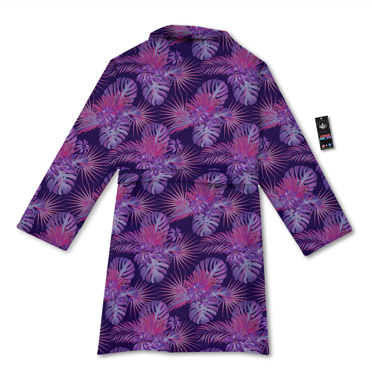 Tropical Purple Print Pattern Bathrobe-grizzshop