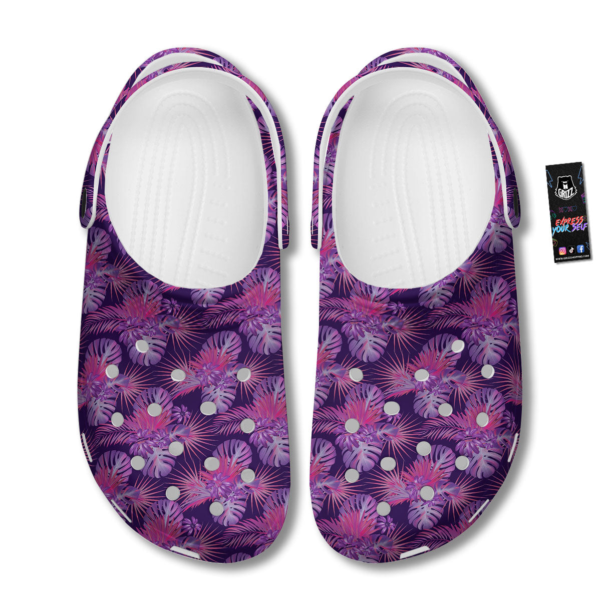 Tropical Purple Print Pattern Clog-grizzshop