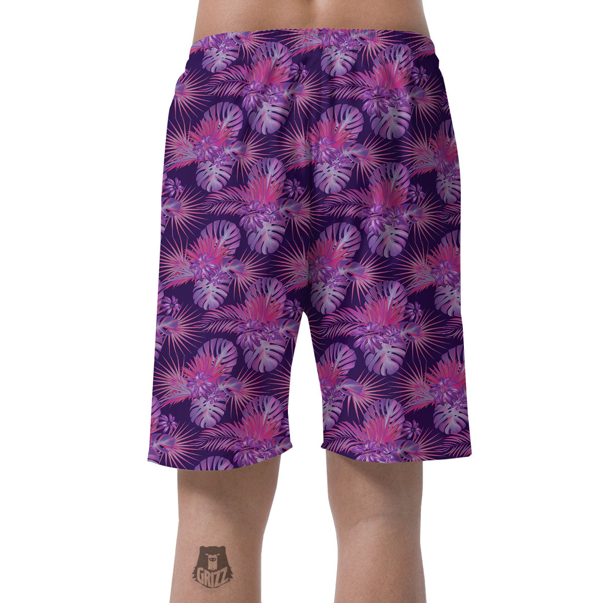 Tropical Purple Print Pattern Men's Shorts-grizzshop
