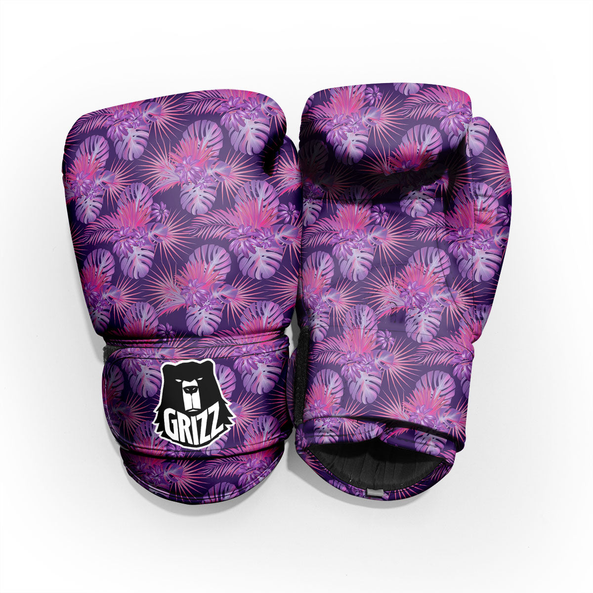 Tropical Purple Print Pattern Sparring Gloves-grizzshop