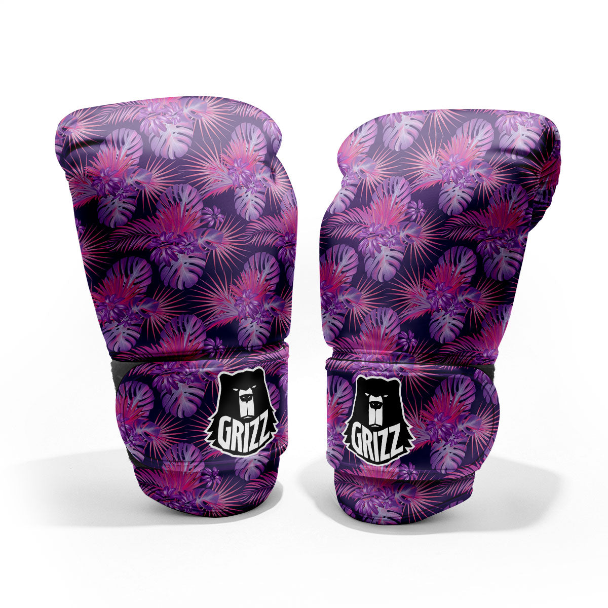 Tropical Purple Print Pattern Sparring Gloves-grizzshop