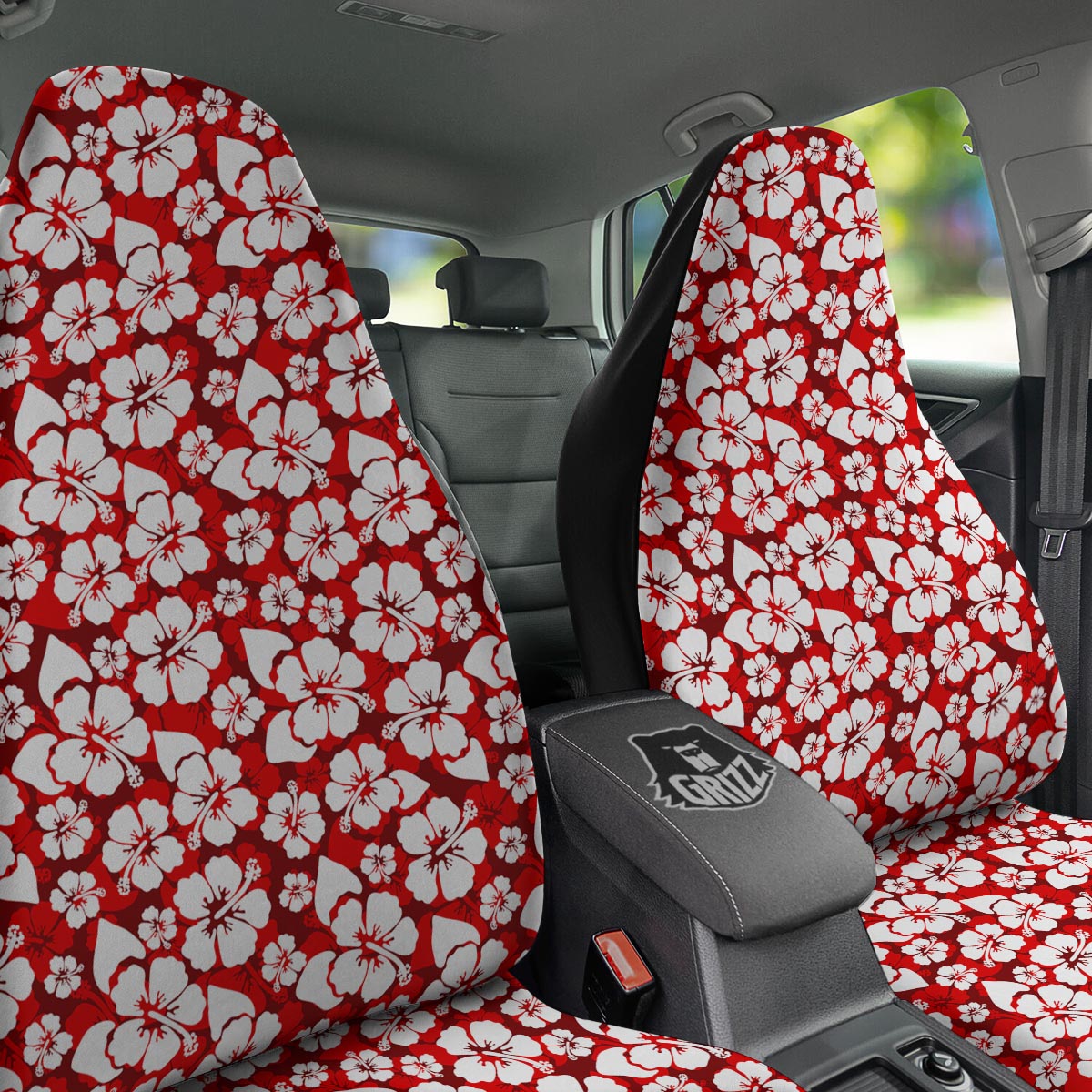 Tropical Red Hawaiian Print Pattern Car Seat Covers-grizzshop