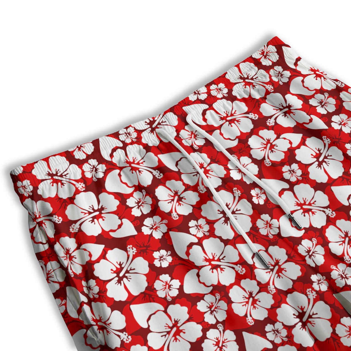 Tropical Red Hawaiian Print Pattern Men's Athletic Shorts