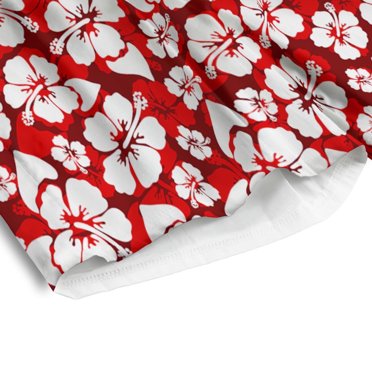 Tropical Red Hawaiian Print Pattern Men's Athletic Shorts