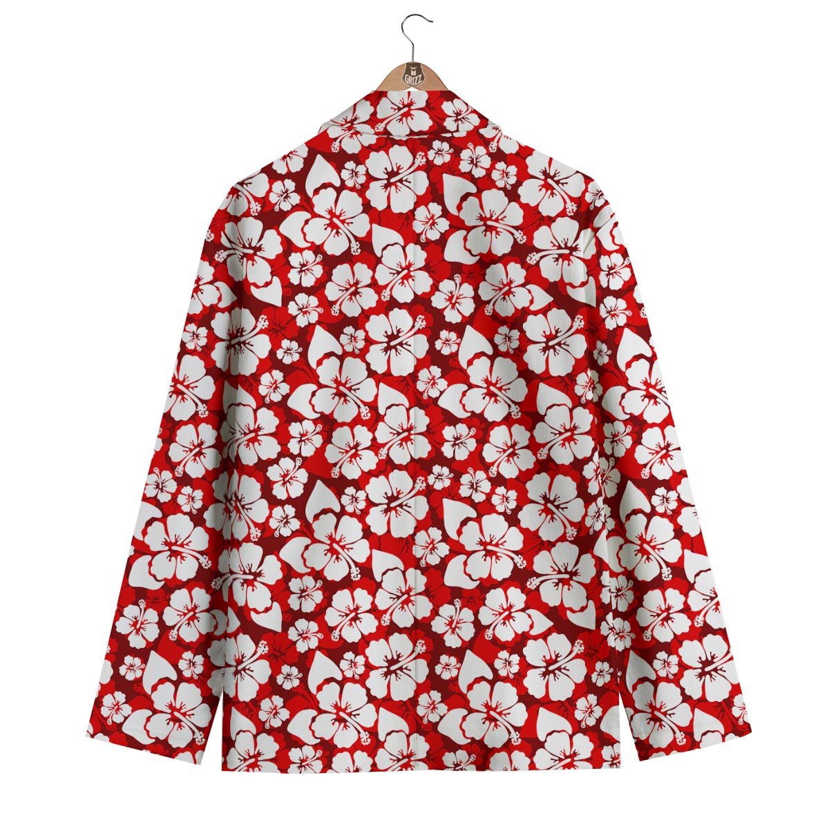 Tropical Red Hawaiian Print Pattern Men's Blazer-grizzshop