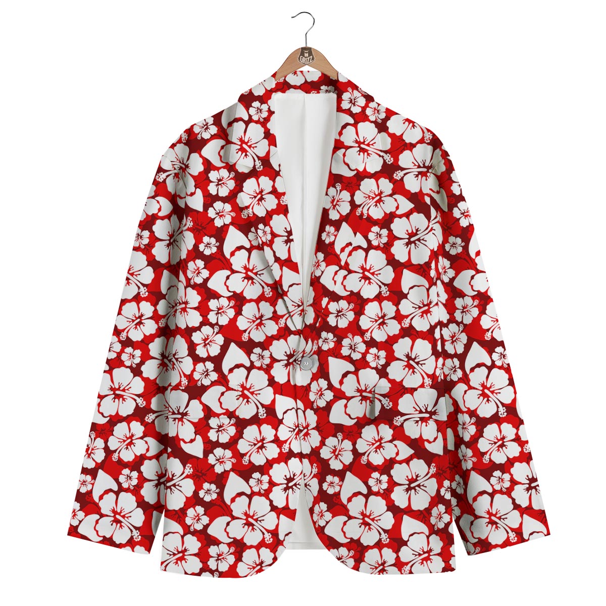 Tropical Red Hawaiian Print Pattern Men's Blazer-grizzshop