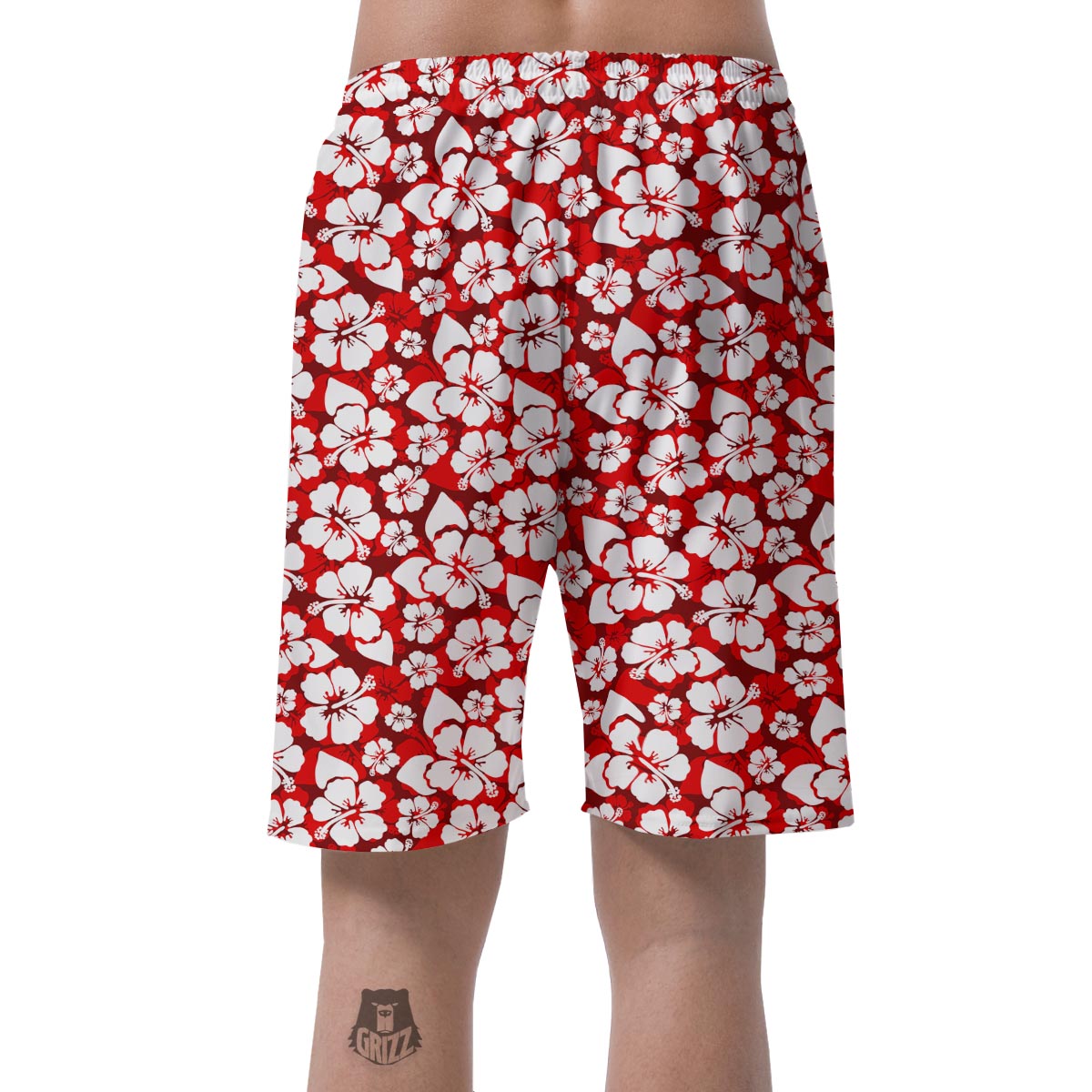 Tropical Red Hawaiian Print Pattern Men's Shorts-grizzshop