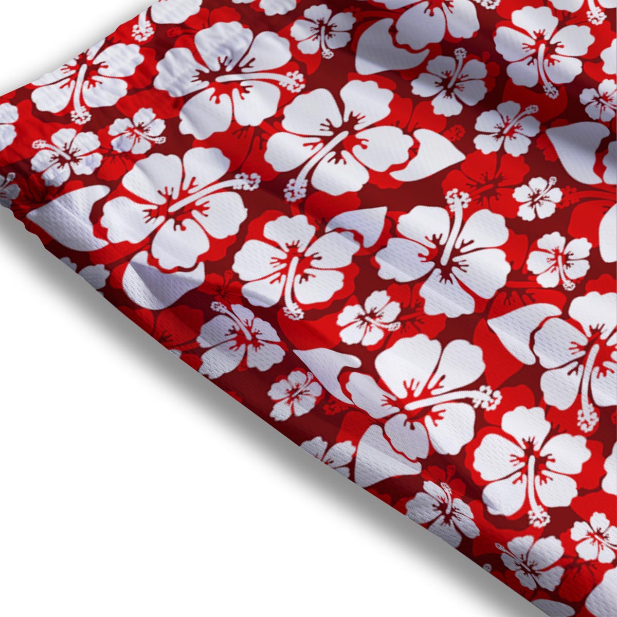 Tropical Red Hawaiian Print Pattern Mesh Shorts