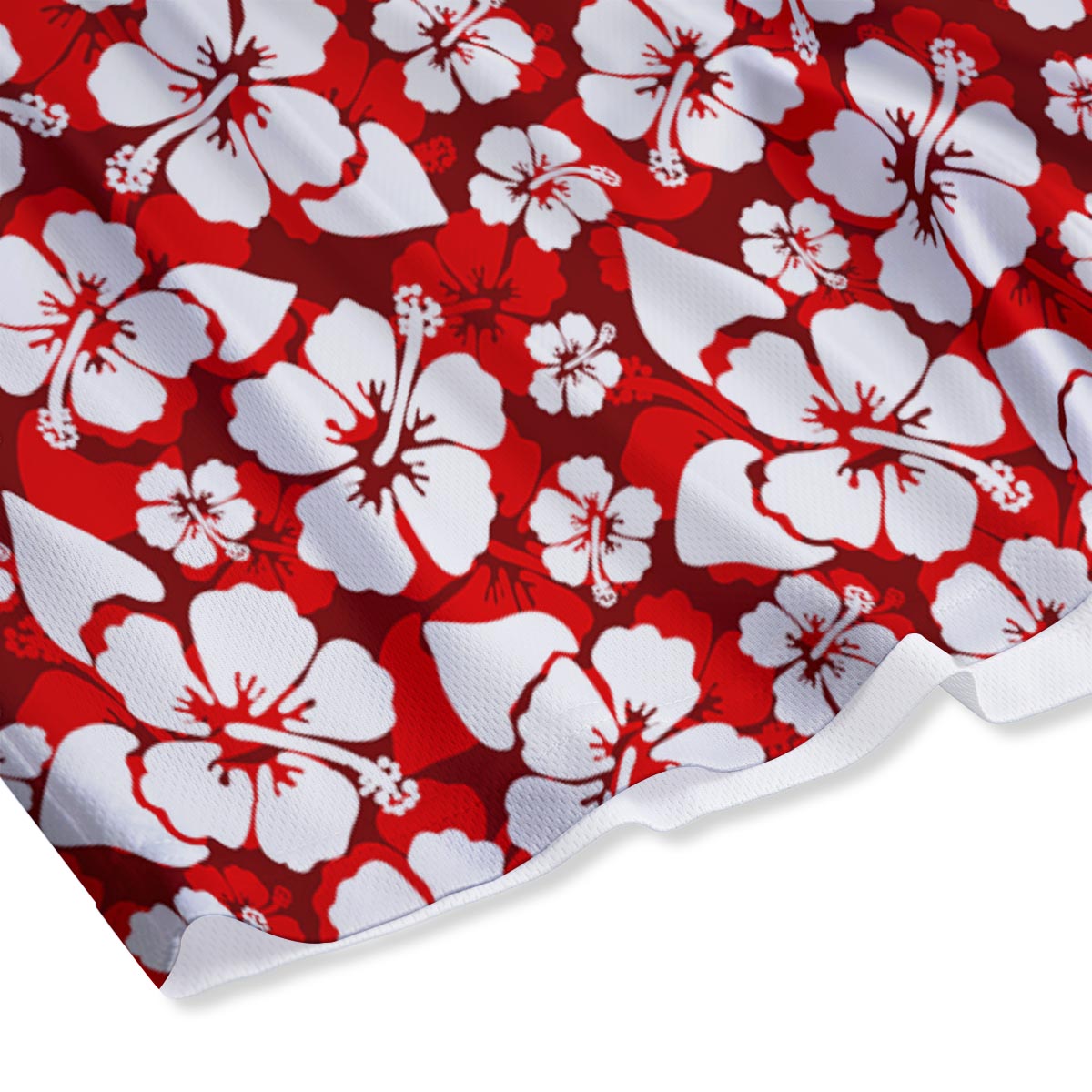 Tropical Red Hawaiian Print Pattern Mesh Shorts