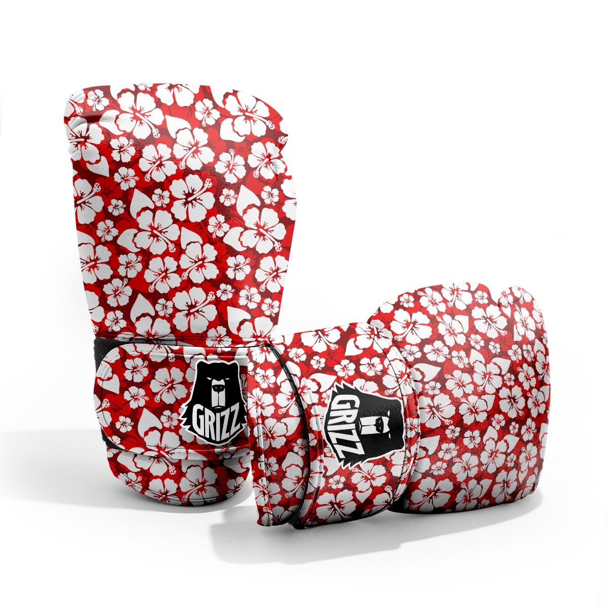 Tropical Red Hawaiian Print Pattern Sparring Gloves-grizzshop