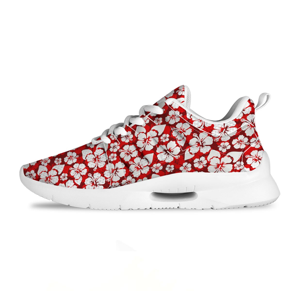 Tropical Red Hawaiian Print Pattern Tennis Shoes-grizzshop