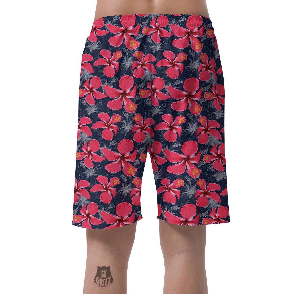 Tropical Red Hibiscus Print Pattern Men's Shorts-grizzshop