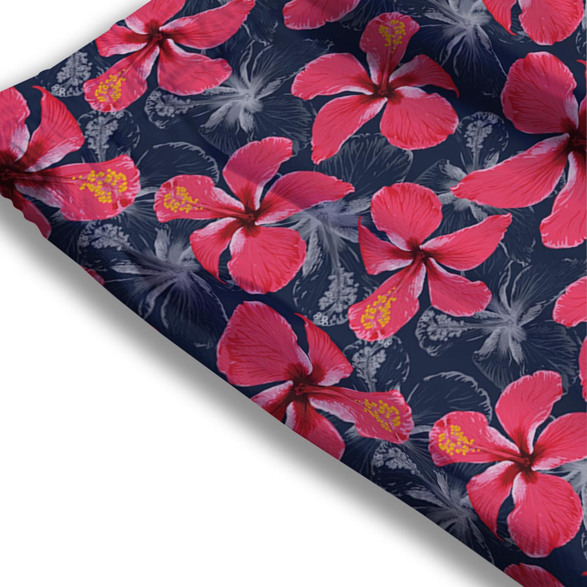 Tropical Red Hibiscus Print Pattern Mesh Shorts