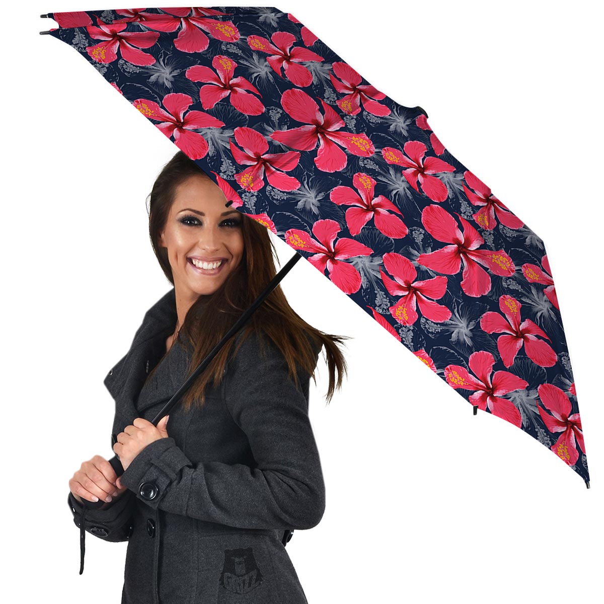 Tropical Red Hibiscus Print Pattern Umbrella-grizzshop