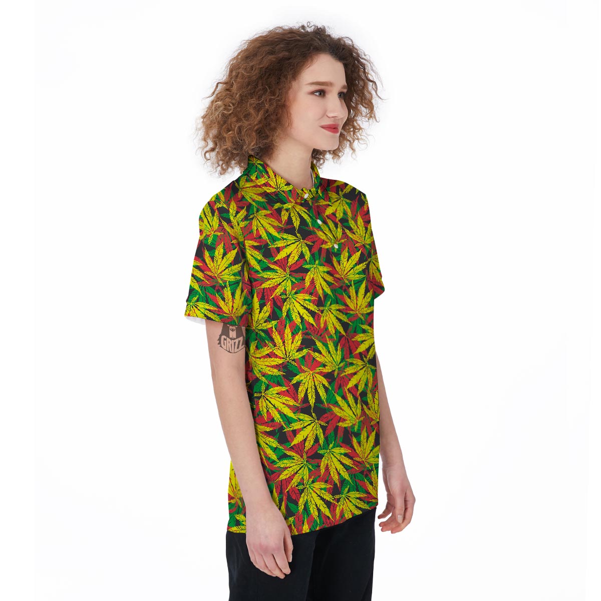 Tropical Reggae Leaf Women's Golf Shirts-grizzshop