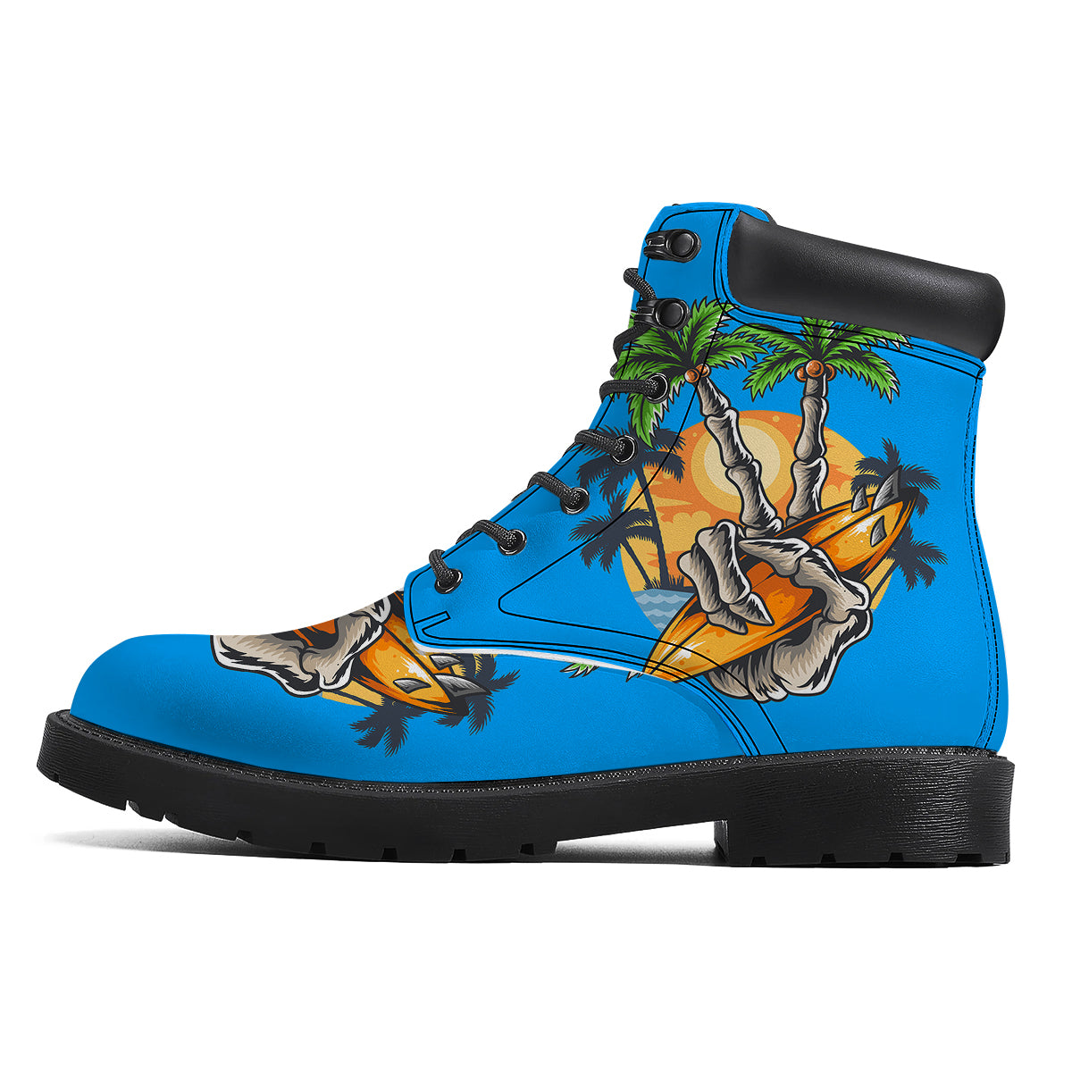 Tropical Skull Hand Print Boots-grizzshop